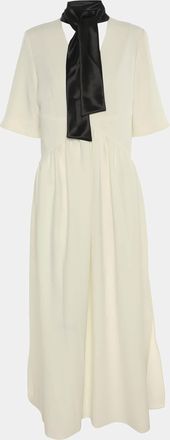 Victoria Beckham Daisy White Crepe Tie Neck Maxi Dress
