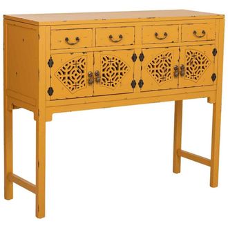 Wanderlust Deco Recibidor de madera amarillo 120x40x102h cm