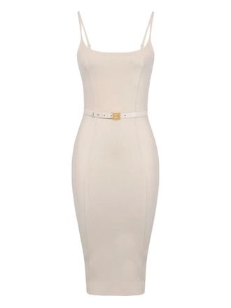 Elisabetta Franchi Mouwloze jurk met ceintuur - Beige