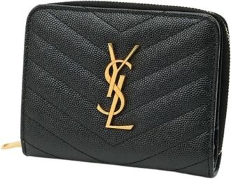 Saint Laurent Pre-owned Bi-fold Portemonnee - Dames - Vintage Accessoires - Zwart - ONE Size - Leer - Vintage