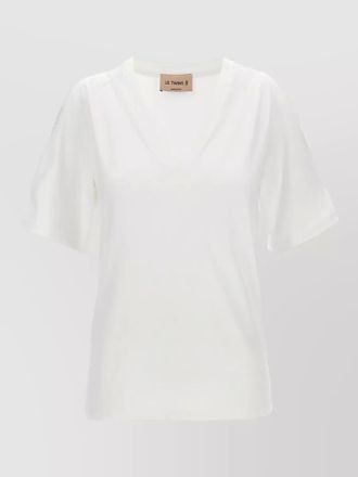 Le Twins cotton v-neck cutout short-sleeve t-shirt