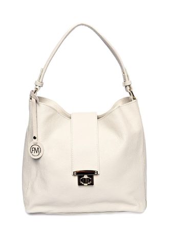 Roberta M Beige Rundleer Tas