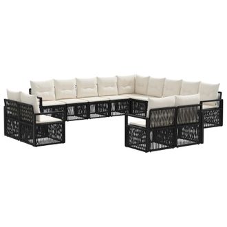 vidaXL Conjunto De Sof&aacute;s De Jard&iacute;n 13 Pcs Negro Rat&aacute;n Sint&eacute;tico Vidaxl