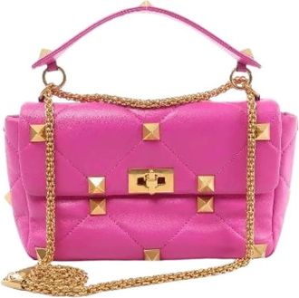 Valentino Pre-owned Mini Bags, female, Pink, Size: ONE SIZE Pre-owned Roman Stud Small Crossbody Bag