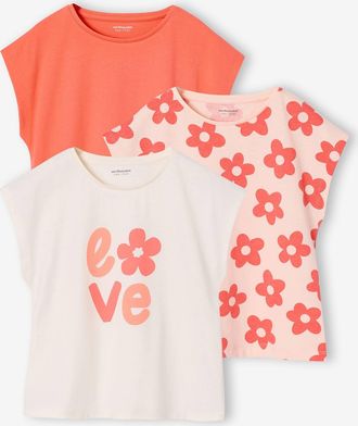 Vertbaudet 3er-Pack M&auml;dchen T-Shirts BASIC Oeko-Tex pudrig rosa