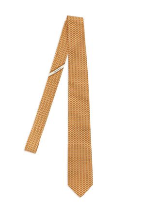Ferragamo jacquard tie - men - Silk - One Size - Orange