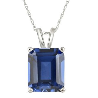 Pompeii3 7 1/2Ct Blue Sapphire Diamond Solitaire Pendant 14k Gold Necklace Lab Grown