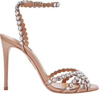 Aquazzura Tequila 105 Crystal Embellished Sandals Size 38.5