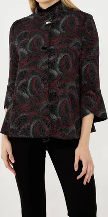 Frank Lyman Design Textured Button Jacket In Black/burgundy