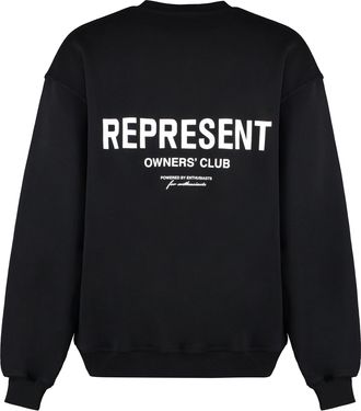 Represent Mens Crew-Neck Cotton Sweatshirt Black Sweatshirts Sweater