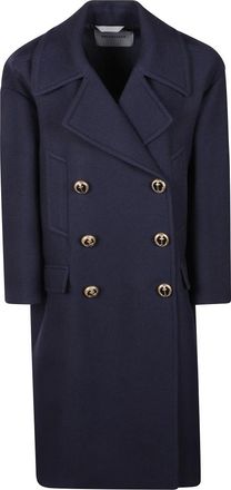 Balenciaga Lange Peacoat - Dames - Mantel - Blauw - M - Katoen - Jassen