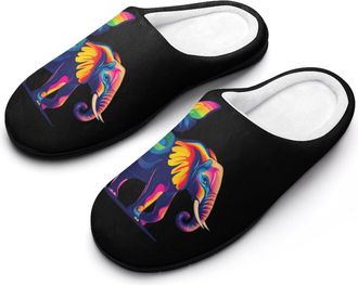 Generic Colourful Elephant Butterfly Womens Slippers Warm House Slippers Indoor House Shoes with Anti-Skid Rubber Sole