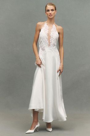 BHLDN Lace Satin Maxi Dress