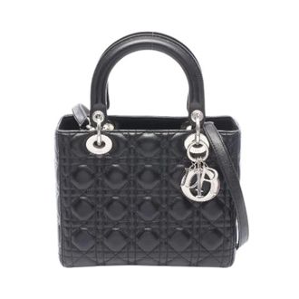 Dior Pre-owned Lady Dior Leather 2way Handbag - Dames - Pre-owned - Zwart - Maat: ONE Size Leer
