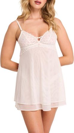 Montelle Intimates Lacy Babydoll Chemise & Thong Set in Chantilly at Nordstrom, Size X-Large