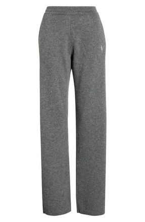Sporty & Rich Embroidered Logo Cashmere & Wool Pants in Cool Gray at Nordstrom, Size X-Large
