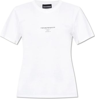 Emporio Armani Tops, Dames, Wit, XS, Katoen, T-shirt met logo