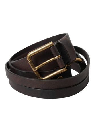 Dolce & Gabbana Womens Men Leather Belt Brown - Dark Brown - One Size