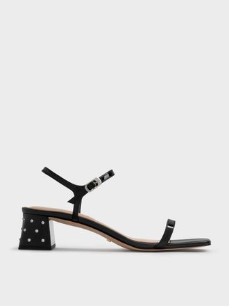 Charles & Keith Emmaline Patent Leather Crystal Sandals