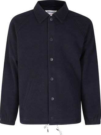 Sebago Dark Blue Wide Silhouette Snap-Button Wool Jacket