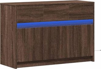 Berkfield Home TV Cabinet with LED Brown Oak 91x34x61 cm Engineered Wood | Size: 91 x 34 x 61 cm