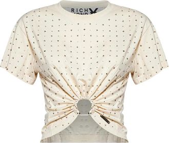 John Richmond T-shirt met Plooitjes en Versieringen - Dames - T-shirts - Wit - XS - Tops