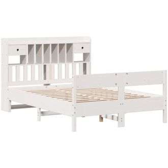 vidaXL Bookcase Bed without Mattress White 160x200cm Solid Wood Pine Vidaxl