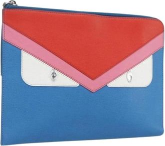 Fendi Pre-owned Vintage Leren Clutch - Dames - Vintage Clutch - Blauw - ONE Size - Leer - Vintage