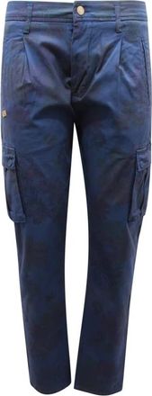 Daniele Alessandrini Cargo Label Broek Bloemenpatroon - Heren - Slim Fit Broeken - Blauw - W30 - Broeken