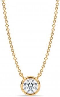 Allurez Round Lab Diamond Solitaire Pendant Necklace 14K Yellow Gold (0.50ct)