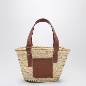 Loewe Small Basket bag in palm leaf and leather