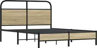 vidaXL Estructura de cama sin colchón 135x190 cm madera roble Sonoma Vidaxl