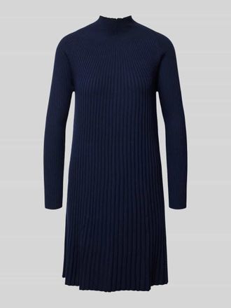 Hemisphere Knielanges Strickkleid aus Wolle mit Stehkragen in Dunkelblau, Größe S