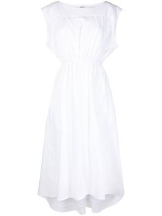 Toteme asymmetric midi dress - women - Organic Cotton - 42 - White
