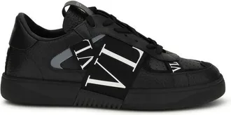 Valentino Garavani Black Calf Leather Bos Taurus Low Top Mens Sneakers