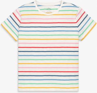 primary Womens Fit Rainbow Stripe Easy Tee in Ivory Rainbow Sunrise Stripe at Nordstrom, Size Xx-Large