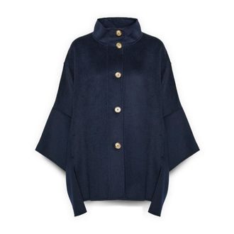 Elena Miro Dames, Mantels, Blauw, Maat: 2XL Wol