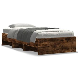 Berkfield Home Bed Frame Frame Smoked Oak 75x190 cm Small Single Wood in Brown