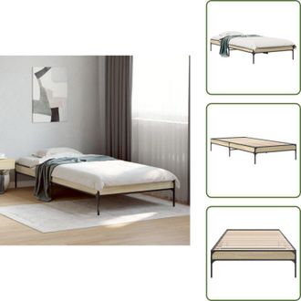 vidaXL Letto con gambe in metallo - vidaXL Giroletto Rovere Sonoma 90x200 cm Legno Multistrato e Metallo - Letto con doghe in compensato