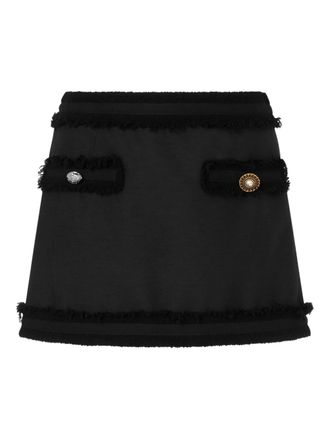 Moschino Boucle Wool Mini Skirt With Fringed Hem