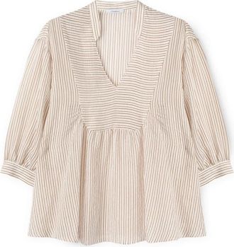 Motivi Gestreept mousseline oversized blouse - Dames - Blouses - Wit - XS - Nylon - Overhemden