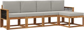 vidaXL Conjunto De Sof&aacute;s De Exterior 5 Uds. Natural Y Gris Claro Vidaxl