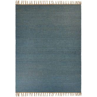 Beliani Beliani - Tappeto iuta blu tessuto a mano 160 x 230 cm con frange boho Lunia