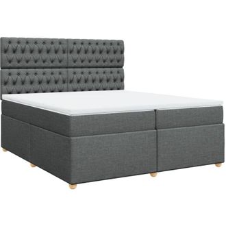vidaXL Cama Box Spring Con Colch&oacute;n Tela Gris Oscuro 200x200 Cm Vidaxl