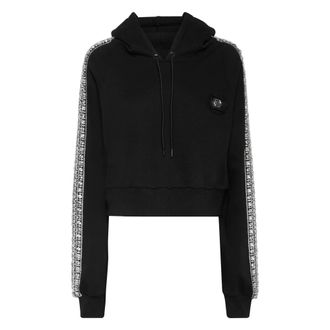 Philipp Plein Hoodie Sweatjacket Crystal - Dames - Hoodies - Zwart - M - Katoen - Hoodies & sweatvesten