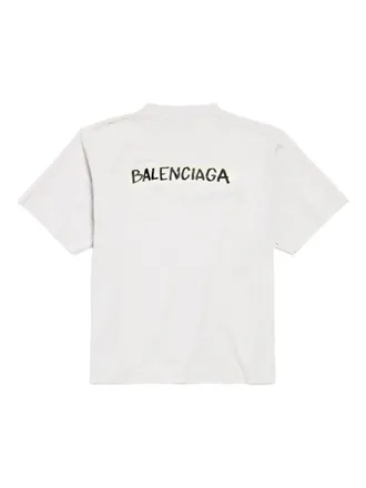 Balenciaga Logo-Embroidered Crew-Neck T-shirt - White
