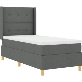 vidaXL Box Spring Bed with Mattress Dark grey 80 x 200 cm Fabric Vidaxl