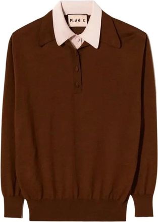 Plan C Jersey Polo de Doble Cuello - Tops - Mujer - Marr&oacute;n - M