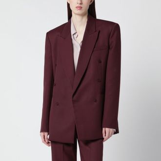 Frankie Shop Monterey burgundy structured wool-blend jacket
