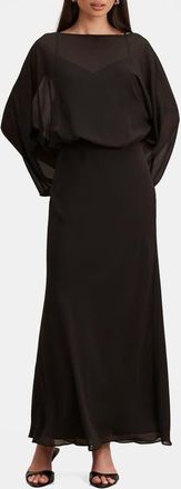 Ever New Helena Draped Long Sleeve Maxi Dress in Black at Nordstrom, Size 10